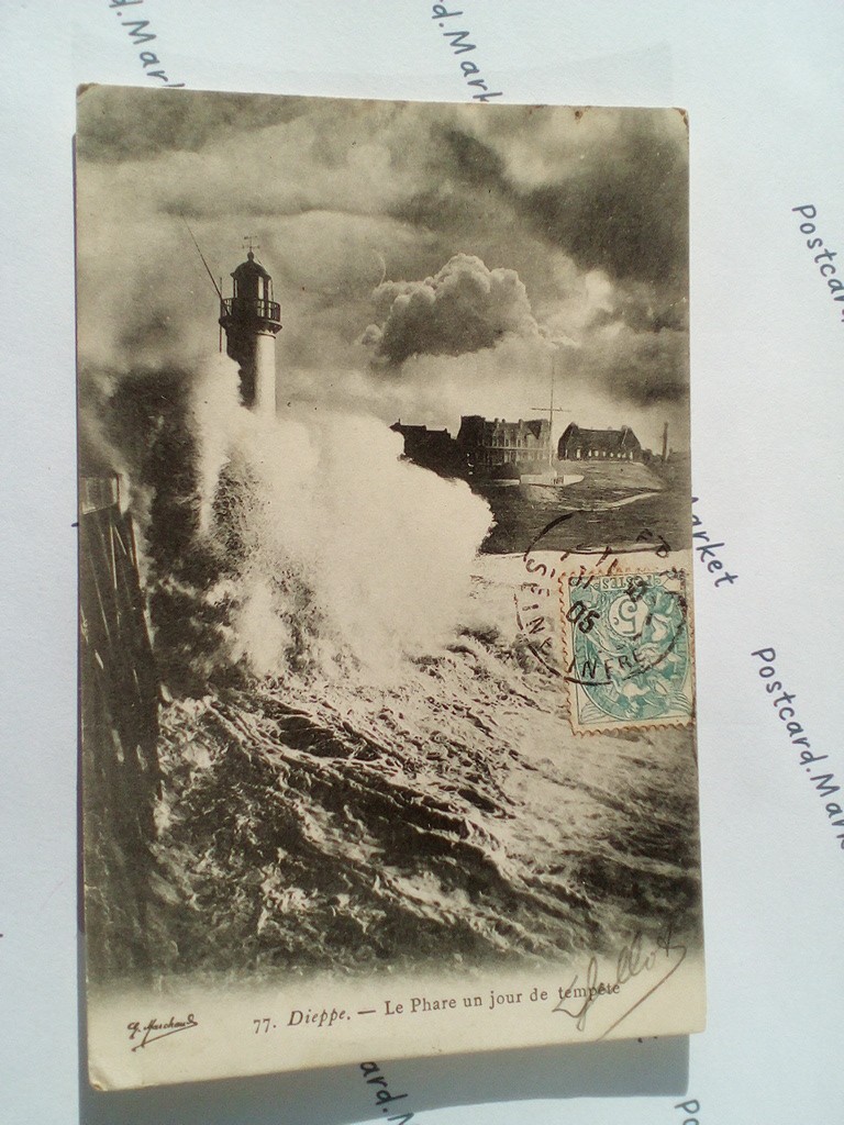 /France/Dieppe/FR_place_1905_Dieppe. Le Phare un jour de tempete.jpg